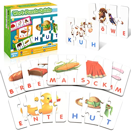 Hiwezezc Spielzeug ab 3 4 5 Jahre, Buchstaben Lernen Scrabble Lernspiele ab 2-5 Jahre Lesen Lernen Montessori Spielzeug ab 2-4 Jahre Spiele ab 2-6 Jahre Einschulung Mädchen Junge Geschenk 2-6 Jahre