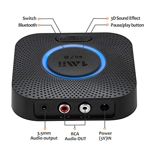 1Mii B06 Plus Bluetooth HiFi Empfänger, drahtloser Audio Adapter, aptX Geringe Latenz Bluetooth 5.0 Receiver mit 3D Surround arbeitet mit Smartphones und Tablets für Stereoanlage Lautsprecher