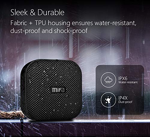 MIFA A1 Mini Lautsprecher Bluetooth, Technologie True Wireless Stereo, 15 Stunden Spielzeit, IP56 Wasserfester und Staubdichter Wireless Speaker mit 3,5mm Audio-Eingang, Schwarz