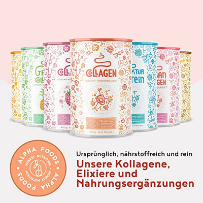 Collagen mit Marine Elastin und Hyaluronsäure - Kollagen Hydrolysat Peptide Type I, II und III - Optimale Löslichkeit und Bioverfügbarkeit - Geschmacksneutral - 450g Collagen Pulver