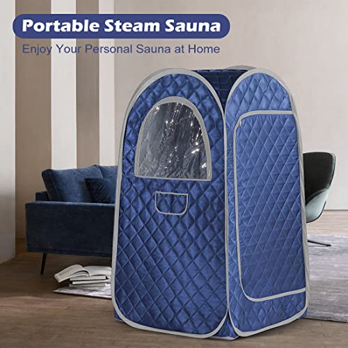 TaTalife Einzelpersonen-Sauna, tragbare Dampfsauna, Ganzkörper, neu aufgerüstet, große Sauna, schnell zusammenklappbares Sauna, Spa-Zelt (85 x 85 x 140 cm, blau)