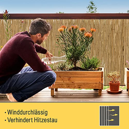 Sol Royal Schilf Sichtschutz Zaun 90x600 cm SolVision S36 - langlebiger & witterungsbeständiger 100% Schilfrohr Sicht Schutz Indoor & Outdoor für Balkon, Terrasse, Garten - Windschutz & Sonnenschutz