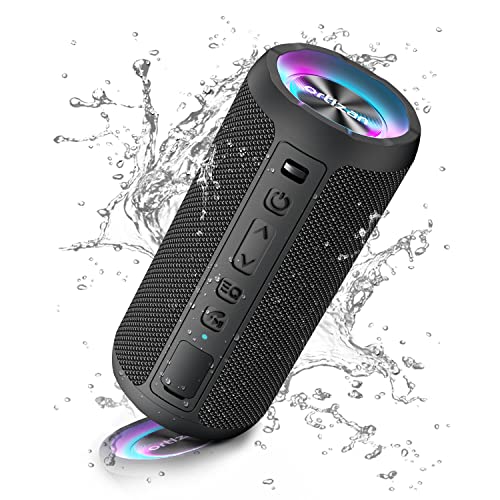 Ortizan Bluetooth Lautsprecher mit Licht, Musikbox Tragbarer Bluetooth Box mit IPX7 wasserdicht, Dualen Bass-Treibern, 30h Akku, Freisprechfunktion für Phone, Draußen