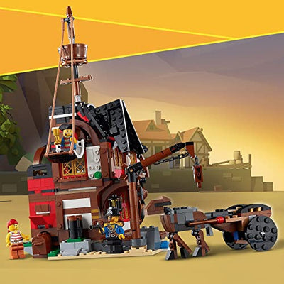 LEGO 31109 Creator 3-in-1 Piratenschiff, Taverne oder Totenkopfinsel Spielzeug Set, Piratentaverne, Pirateninsel