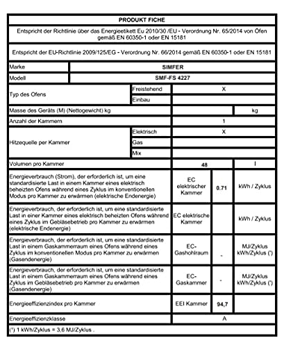 Simfer Standherd 50 cm mit Glaskeramik-Kochfeld SMF-FS 4227, 48 Liter, Elektroherd, 4 Hilight-Zonen, Grillfunktion, Backraumbeleuchtung, Backofentür