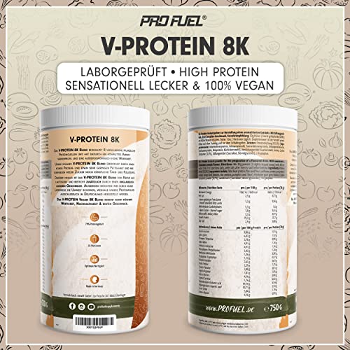 Vegan Protein – Zimt-Flakes - V-Protein 8K Blend - unglaublich lecker & cremig - mit Protein aus Sonnenblume, Reis, Erbse, Hanf, Kürbis uvm. - pflanzliches Proteinpulver mit 79% Eiweiß