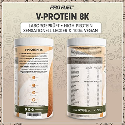 Vegan Protein – Zimt-Flakes - V-Protein 8K Blend - unglaublich lecker & cremig - mit Protein aus Sonnenblume, Reis, Erbse, Hanf, Kürbis uvm. - pflanzliches Proteinpulver mit 79% Eiweiß