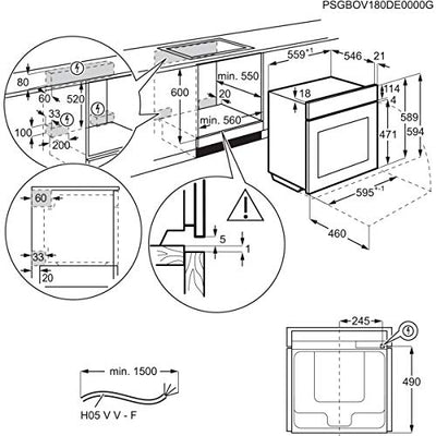 AEG BEB435020M Einbau-Backofen / Aqua-Reinigungsfunktion / Touch-Bedienung / Grillfunktion / Display mit Uhr / A+