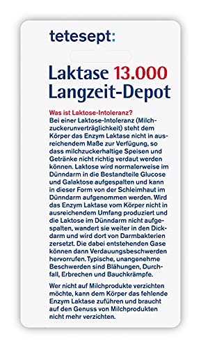 tetesept Laktase 13.000 – Laktasetabletten bei Laktoseunverträglichkeit – Nahrungsergänzungsmittel mit Sofortwirkung & 6h Langzeit-Depot – 1 Dose à 40 Stück