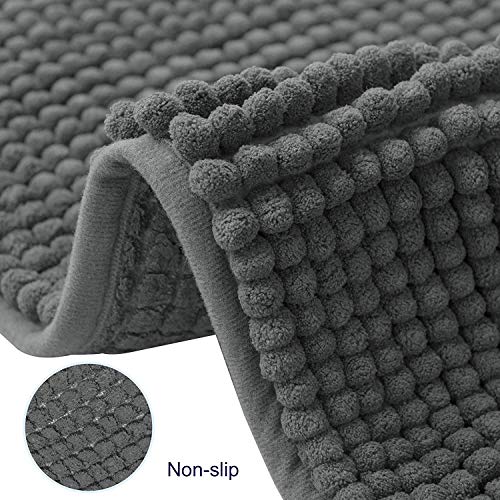 subrtex Badematte rutschfest Badteppich aus Chenille Saugfähig Badezimmerteppich Weich Maschinenwaschbar Badvorleger mit Wasserabsorbierenden (40×60cm, Grau)