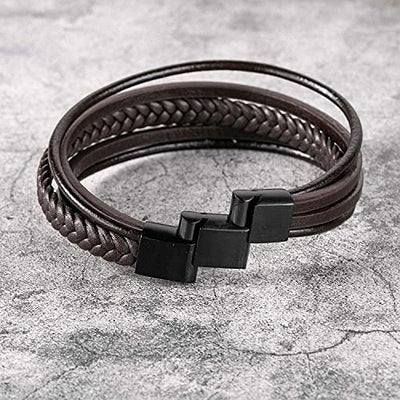 armband herren,herren Armband,lederarmband herren,herren lederarmband,lederarmband für männer,edelstahl magnetverschluss(leder braun mit extra Glied)