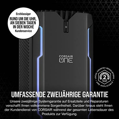 Corsair ONE i300 Kompakter Gaming-PC (Intel Core i9-12900K-CPU, NVIDIA GeForce RTX 3080 Ti-Grafikkarte, 32 GB CORSAIR Vengeance DDR5-Arbeitsspeicher, Thunderbolt 4, Windows 11 Pro) Schwarz