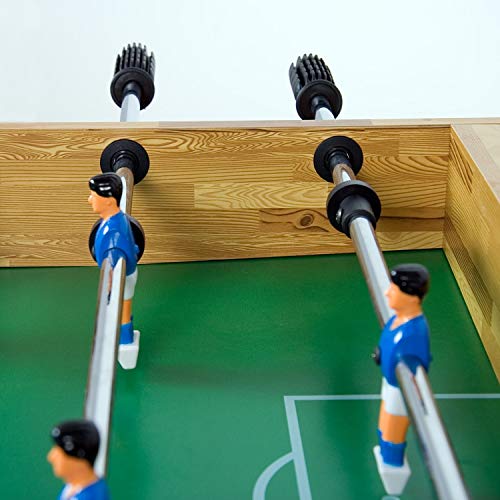 GAMES PLANET Tischfussball „Glasgow“, 5 Dekore: Holz/Schwarz/Blau/Soccer/Weiß, inkl. 2 Bälle, 2 Getränkehalter, höhenverstellbare Füße, hochgezogene Spielfeldecken, Tischkicker, Kicker, Kickertisch