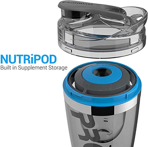 PROMiXX iX-R Elektrischer Eiweiß Shaker/Protein Shaker/USB wiederaufladbar | mit integriertem Proteinbehälter | mit Edelstahl-Trim 600ml