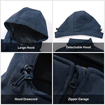 33,000ft Softshelljacke Damen Lange Übergangsjacke Wasserdicht Winddicht Softshellmantel Windbreaker Atmungsaktiv Wanderjacke Outdoor Mantel mit Abnehmbarer Kapuze Dunkel blau 46