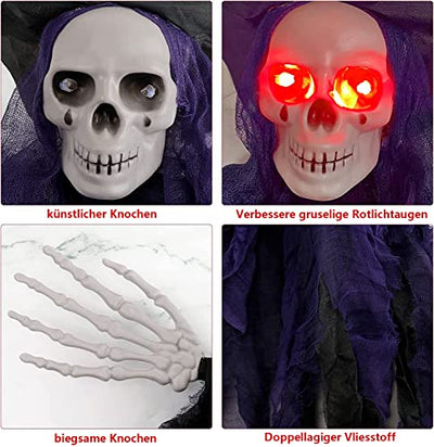 Halloween Deko 2 pcs, Halloween Deko Horror Hägende Ghost 105 x 85 cm,Halloween Dekoration Grim Reaper Skeleton Door Curtain, Halloween Ghost Hägende Geister fä Halloween Deko Party Garten