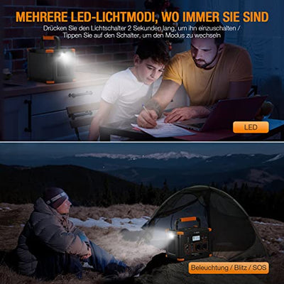 Tragbares Kraftwerk 500W ( Spitze 1000W), 519Wh Solargenerator für den Außenbereich Backup Batterie Pack mit 2 230V AC Ausgängen, 10-Port Powerhouse für RV Camping Angeln Road Trip Home Notfall