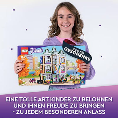 LEGO 41711 Friends Emmas Kunstschule, Heartlake City Schule mit 3 Mini-Puppen, Spielzeug für Mädchen und Jungen ab 8 Jahren, Puppenhaus, Geschenk zu Weihnachten