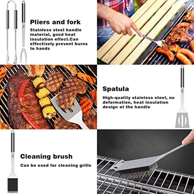 AISITIN 25er BBQ Grillbesteck Tool Set, Grill Zubehör Geschenk für Männer mit Grillkoffer und Grillmatte, aus Hochwertiger Edelstahl für Garten und Camping für Männer und Frauen