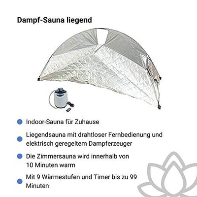 chi-enterprise Dampf-Sauna - liegende Ausführung I Liegendsauna mit drahtloser Fernbedienung und elektr. geregeltem Dampferzeuger 1000 Watt 2 Liter I Maße: 180 x 73 x 50 cm I Stecksauna