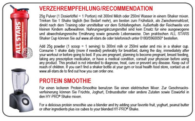 All Stars HY-PRO Protein-Pulver 500g I Eiweiß-Pulver ohne Zuckerzusatz I Low-Fat Powder I hochwertige Mehrkomponenten-Proteine I cremiger Protein-Shake mit Vanille-Flavour