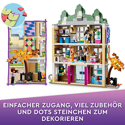 LEGO 41711 Friends Emmas Kunstschule, Heartlake City Schule mit 3 Mini-Puppen, Spielzeug für Mädchen und Jungen ab 8 Jahren, Puppenhaus, Geschenk zu Weihnachten