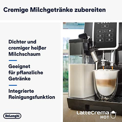 De'Longhi Dinamica ECAM 350.50.B Kaffeevollautomat mit LatteCrema Milchsystem, Cappuccino, Espresso & Kaffee auf Knopfdruck, 2-Tassen-Funktion, Großer 1,8 L Wassertank, schwarz