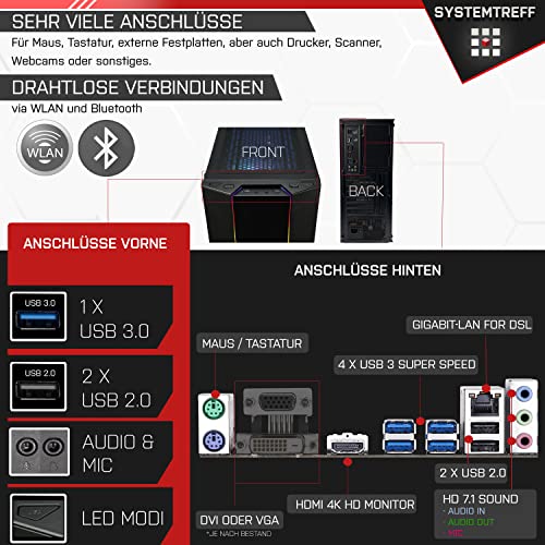 SYSTEMTREFF® Gaming PC AMD Ryzen 7 5800X 8x4.7GHz | Nvidia GeForce RTX 3060 12 GB DX12 | 512GB M.2 NVMe + 2TB HDD | 32GB DDR4 RAM | Windows 11 | Desktop Computer Rechner für Gamer, Zocker & Streamer