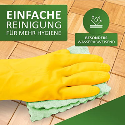 DE-COmmerce rutschfeste Badematte aus Bambus I Fussmatte Badteppich Bambusmatte Duschmatte Badezimmermatte Bamboo Badematte mit Anti-rutsch Rückseite I Badvorleger KARO Nature 50 x 50 cm