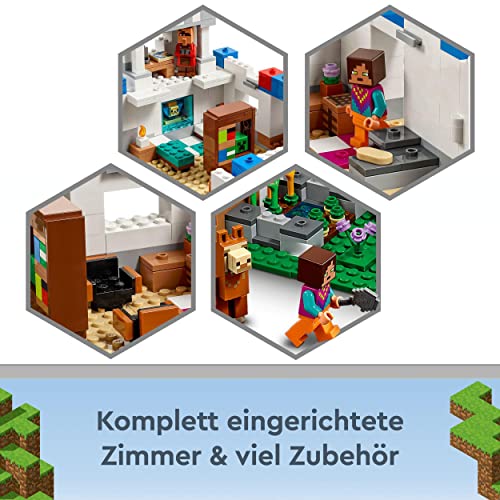 LEGO 21188 Minecraft Das Lamadorf Set, Spielzeug-Haus mit Dorfbewohnern, Tier-Figuren und 6 Modulen, Geschenk zu Weihnachten