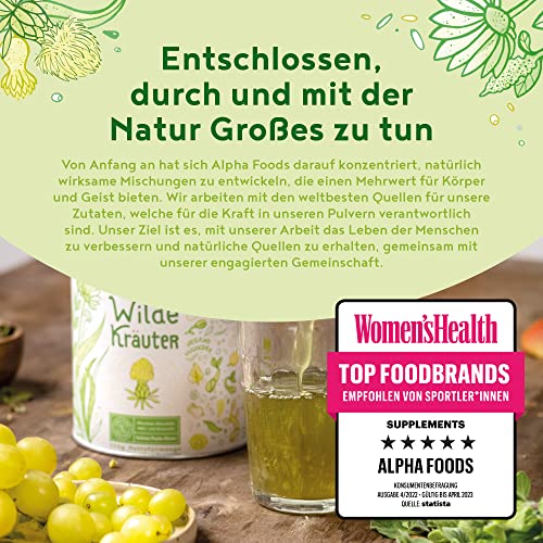 Wilde Kräuter, Nährstoffreiches Phyto-Elixier mit Heilkräutern, Adaptogenen, Algen, Wurzeln und Blüten - U.a. mit Ashwagandha, OPC, Brennnessel, Mariendistel, Chlorella, Schafgarbe Pulver