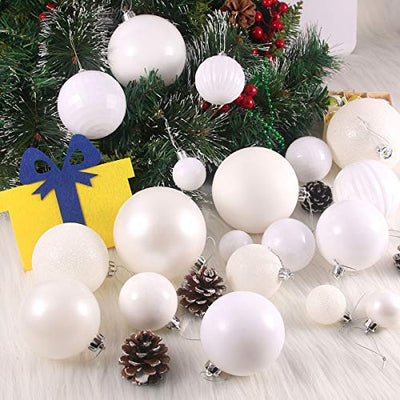 24 Stück Weihnachtskugeln für Weihnachtsbaum – bruchsichere Weihnachtsbaumschmuck, große hängende Kugel, Kranz, Girlande, Dekoration, Ornamente, weiß, 8,1 cm x 24 Stück