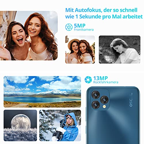 Smartphone Ohne Vertrag, OSCAL C60 4G Android 11 Handy Günstig mit 6.5 Zoll HD+ Display, 2.0 GHz Processor 4GB RAM 128GB Erweitern, 13+5MP Kamera, 4780mAh Akku, Dual SIM Handys mit 3-Kartenfächer