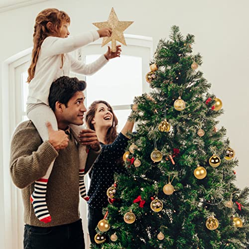 Weihnachtskugeln Kunststoff Christbaumkugeln Gold 101 Stück -Baumschmuck Weihnachten Weihnachtsbaumkugeln Christbaumkugeln Kunststoff