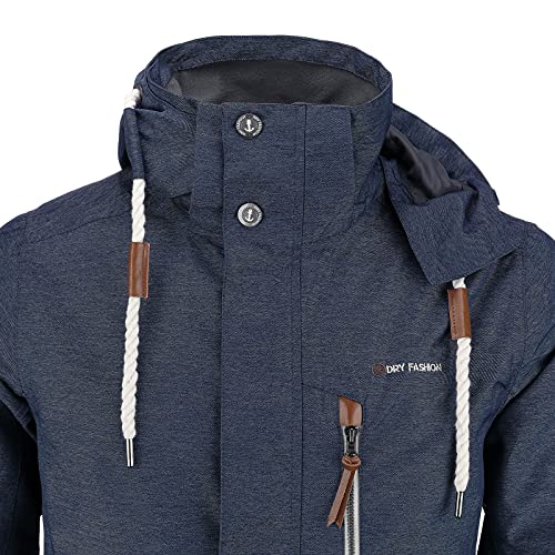 DryFashion Herren Funktionsjacke Husum - Outdoor Jacke Herren Reißverschluss Jacke Atmungsaktiv Winddicht Wasserdicht in Navy Melange Größe 4XL