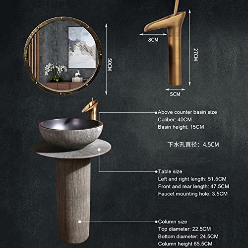 YRRA Modernes Waschtisch Freistehend Spültisch Standwaschbecken with Combination Tap and Drain für Outdoor Garage Garten Küche Camping Keller,K,Without Mirror