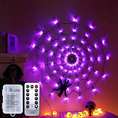 Deluisho Spinnennetzlicht, Wasserdichtes Halloween Spinnenlicht, LED-Fernbedienung, Dekoratives Licht, Halloween-Atmosphärenlicht, Für Halloween-Dekorationen im Innen-und Außenbereich