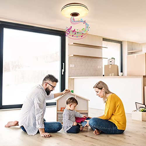 36W LED Deckenleuchte Dimmbar mit Bluetooth Lautsprecher,LED Deckenlampe mit Fernbedienung oder APP-Steuerung,RGBW Farbwechsel,Einstellbar für Schlafzimmer Küche Kinderzimmer Wohnzimmer