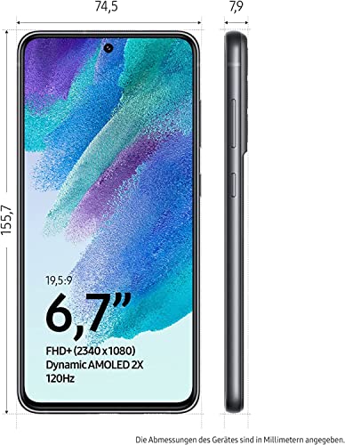 Samsung Galaxy S21 FE 5G, Android Smartphone, 6,4 Zoll Dynamic AMOLED Display, 4.500 mAh Akku, 128 GB/6 GB RAM, Handy in Graphite, inkl. 36 Monate Herstellergarantie [Exklusiv bei Amazon]