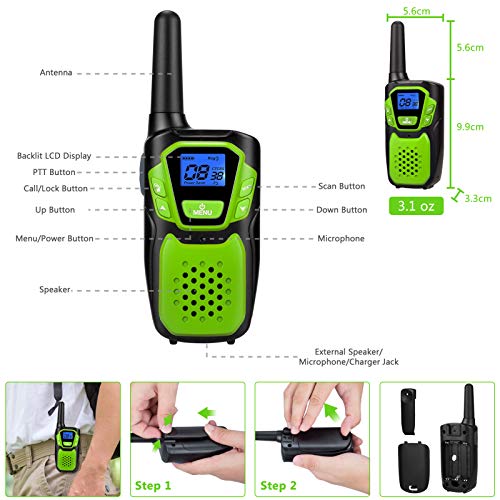 Topsung Walkie Talkie 3er Set，Woki Toki with Batteries and USB Charger, Clear Sound and Long Range for Camping Hiking Skiing and Outdoor Activity