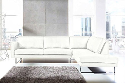 moebelhome Ecksofa Neapel V2 Echt Leder Sofa mit Kufenfuß, Wohnlandschaft, Ledercouch