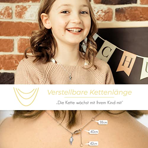 Geschenke zur Einschulung Mädchen | Schutzengel Kette Silber 925 Engel-Anhänger Halskette | Geschenk zum Schulanfang Schultüte Inhalt Füllung Schulanfänger Schulkind | Kinder-Schmuck Kinderkette