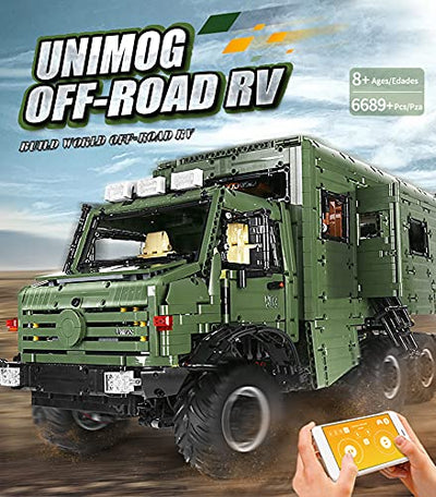 WANCHENG Technik Wohnmobil Modell für Unimog U5000, 6689 Teile Groß Technik Off-Road Auto, mit Fernbedienung und 9 Motors, Kompatibel mit Lego Technic