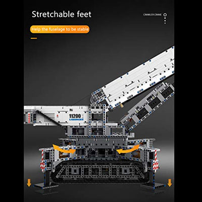 Foxcm Technik Liebherr LTR 11200 Kran, Ferngesteuert Raupenkran mit 12 Motoren, 4000 Teile - Kompatibel mit Lego