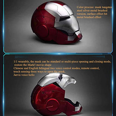 听雨轩 Iron Man Helm 1:1 Mk5 Voice Control Eyes mit Light Model Toys für Erwachsene Electric Wearable Wei-hnacht-sge-Schenk