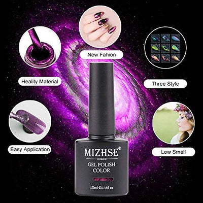 MIZHSE 9D Cat Eye Gelpoliermittel Set Chamäleon Magnetischer Gel Nagellack Tränken UV Gel Nagel Maniküre Kit 6 Farben 10ml (0,33fl oz)