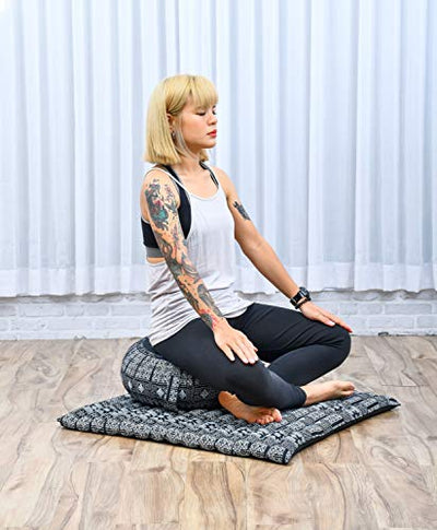 Leewadee Meditationskissen Set Sitzkissen Rund Zafu Yoga Kissen Zabuton Yogakissen Meditationskissen Meditation Zubehör Yoga Sitzkissen Yoga Meditationskissen, Kapok, schwarz