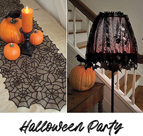 64 Pcs Halloween Deko Spinnennetz Dekoration Spinnen Accessories Tischdecke Set Spinnweben Party Spider Web Netz Schwarz Spinnennetz Tischdekoration Sachen Haus Hängedeko Decocino Tischläufer Zubehör