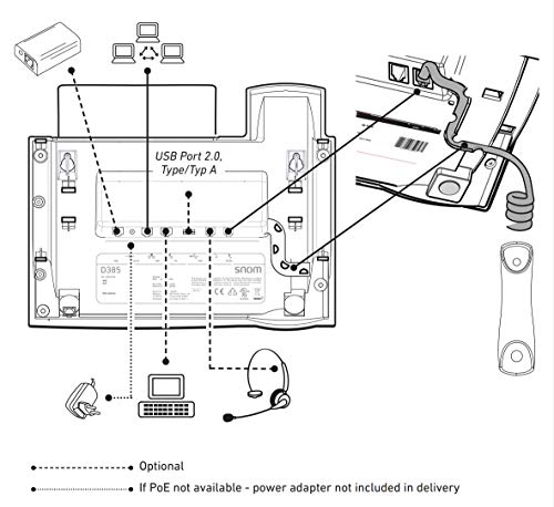 Snom D385 IP Telefon, SIP Tischtelefon Farbe + SmartScreen, 12 SIP-Identitäten, Sensorhakenschalter, Bluetooth, USB, 48 selbstbeschriftende Schlüssel (12 physische), Schwarz, 00004340
