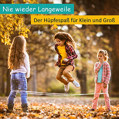 GLÜCKSWOLKE Gummitwist + Anleitung (Buch) mit 25 Spiele I Hüpfgummi für Kinder Sport I Hüpfspiele - Gummi Twist I Outdoor Gartenspiele I Spielzeug für draußen I Geschenke für Junge & Mädchen – NEU